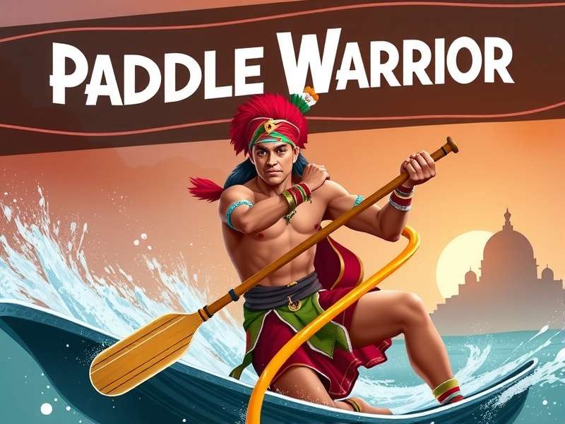 Paddle Warrior game banner featuring Indian players in traditional attire competing across iconic Indian locations