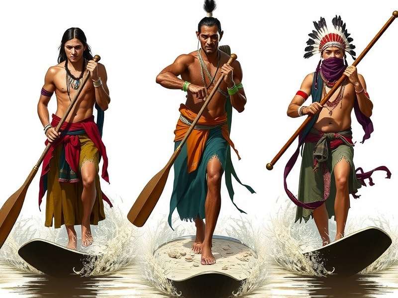 Paddle Warrior regional variations showing players from different Indian states in traditional attire